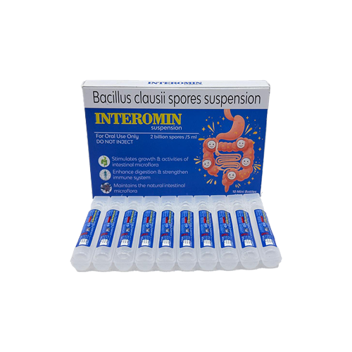 BRAND NAME: INTEROMIN COMPOSITION: BACILLUS CLAUSII SPORES SUSPENSION | Interomin
