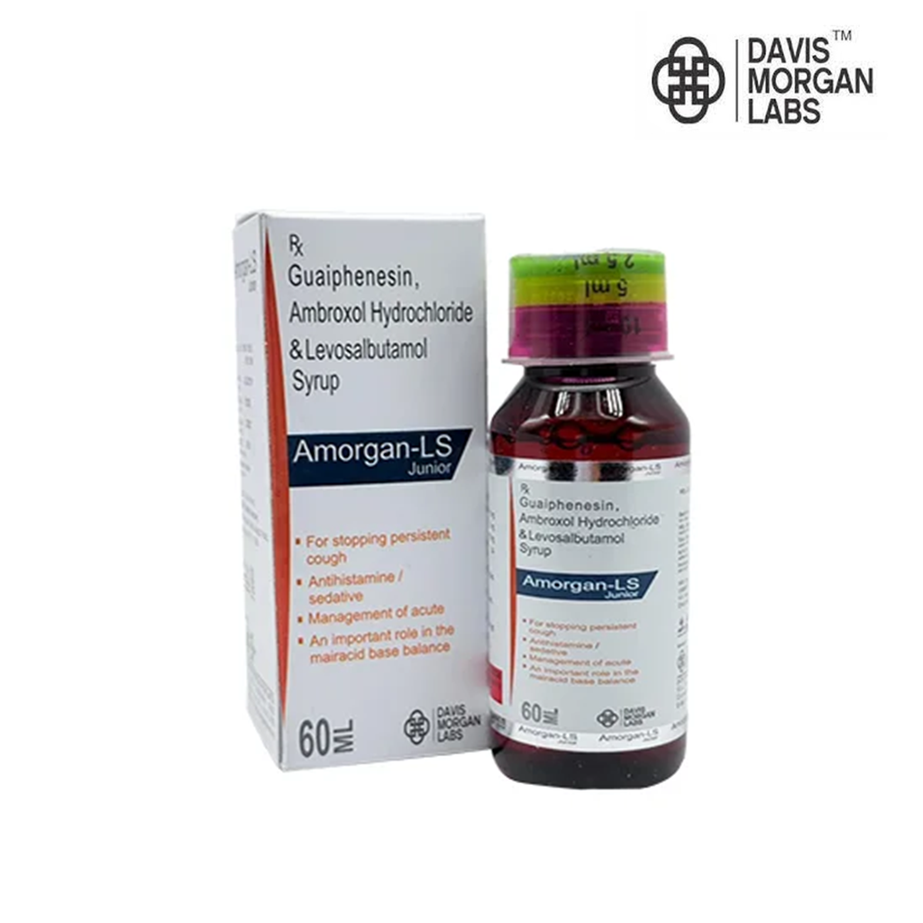 BRAND NAME: AMORGAN-LS JUNIOR COMPOSITION: GUAIPHENESIN, AMBROXOL HYDROCHLORIDE & LEVOSALBUTAMOL | Amorgan-LS junior