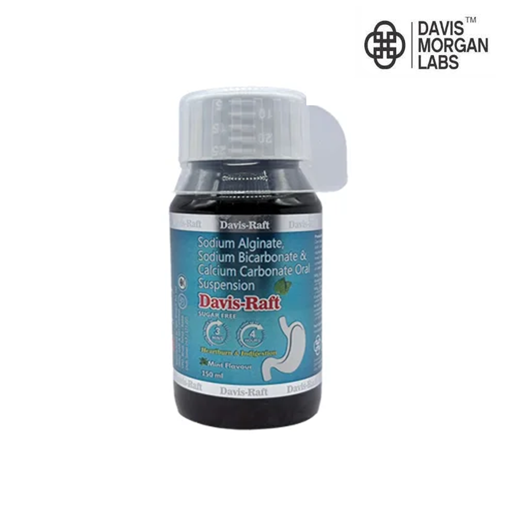 BRAND NAME: DAVIS-RAFT COMPOSITION: SODIUM ALGINATE,SODIUM BICARBONATE & CALCIUM CARBONATE | Davis-Raft