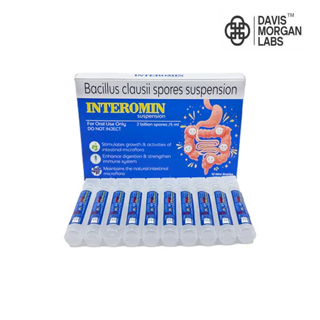 BRAND NAME: INTEROMIN COMPOSITION: BACILLUS CLAUSII SPORES SUSPENSION | Interomin